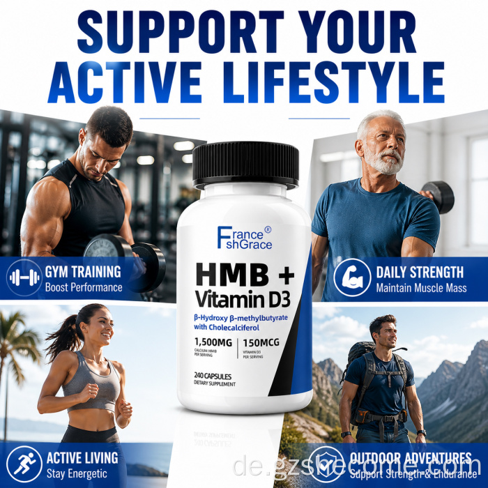 Shecome HMB Vitamin D3-Kapseln unterstützen die Muskel- und Knochenmuskulatur